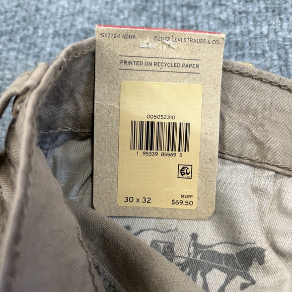Levis 505 Jeans Mens 30x32 Khaki Tan Denim Regular Straight 5-Pocket Pants NEW - Picture 6 of 12